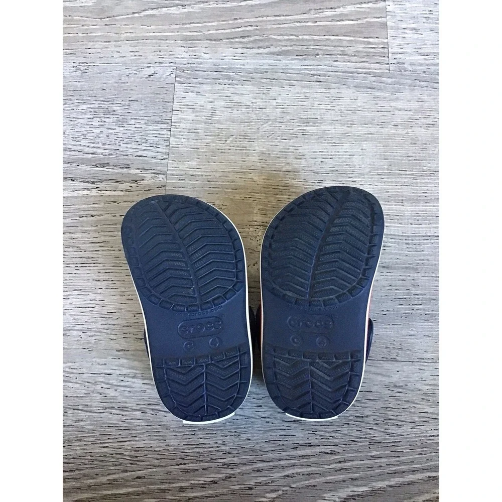 Crocs Crocband Clog Slip On Shoes Toddler Baby 4 C4 Navy White Red Stripe